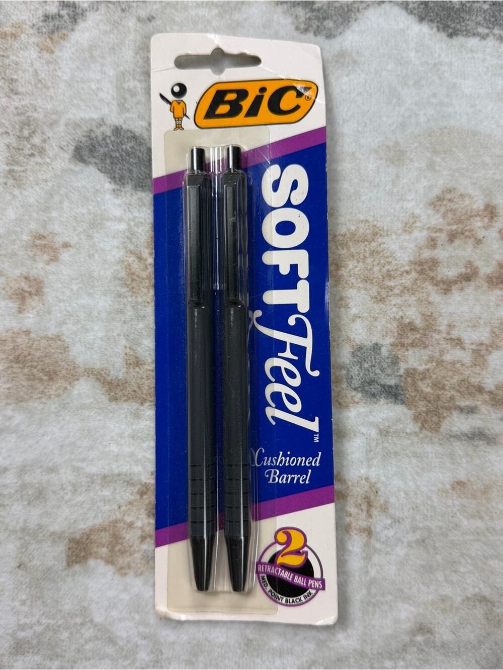 Vtg 2 Pack Bic Soft Feel Ball Pens New Sealed 1992 Black Ink